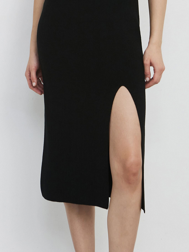 Каре платье трикотажное (черный, M (46))