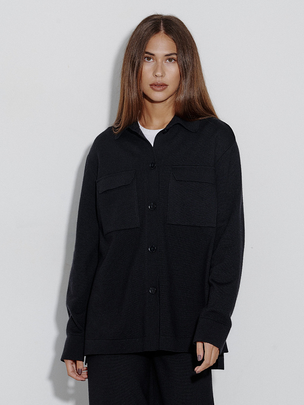 Джемми костюм ( рубашка+брюки ) трикотажный (черный, 40-42/164-170)