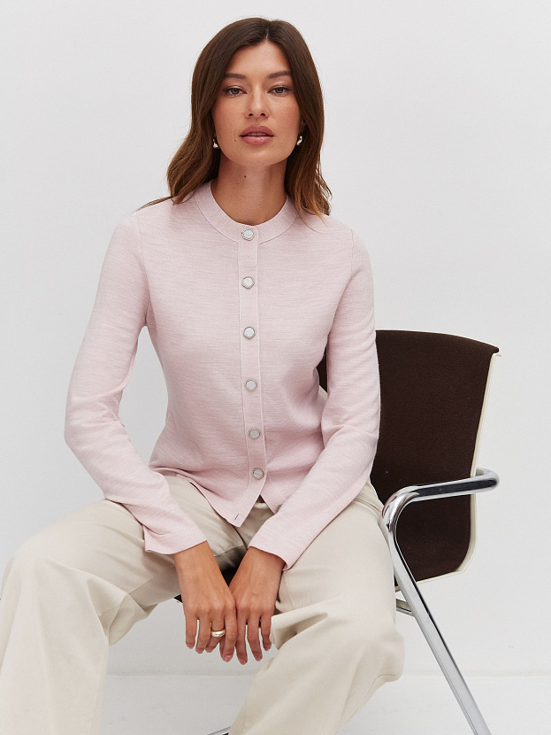 Мята кардиган трикотажный (бледно-розовый, 46)