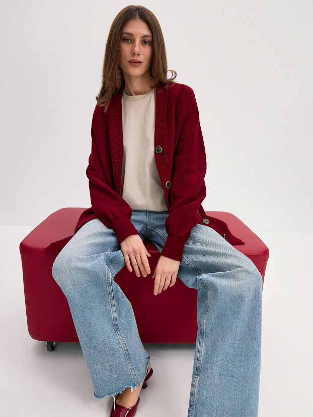 Блюз кардиган трикотажный (бордо, 44-46)