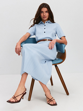 Платье-поло с коротким рукавом из хлопка и вискозы Сафари