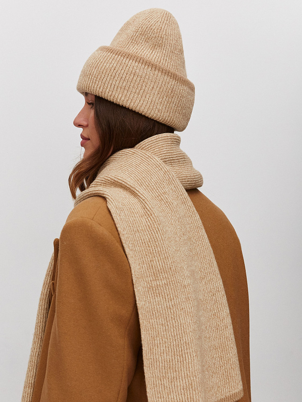 Бредли комплект (шапка+шарф) трикотажный (бежевый/кремовый)