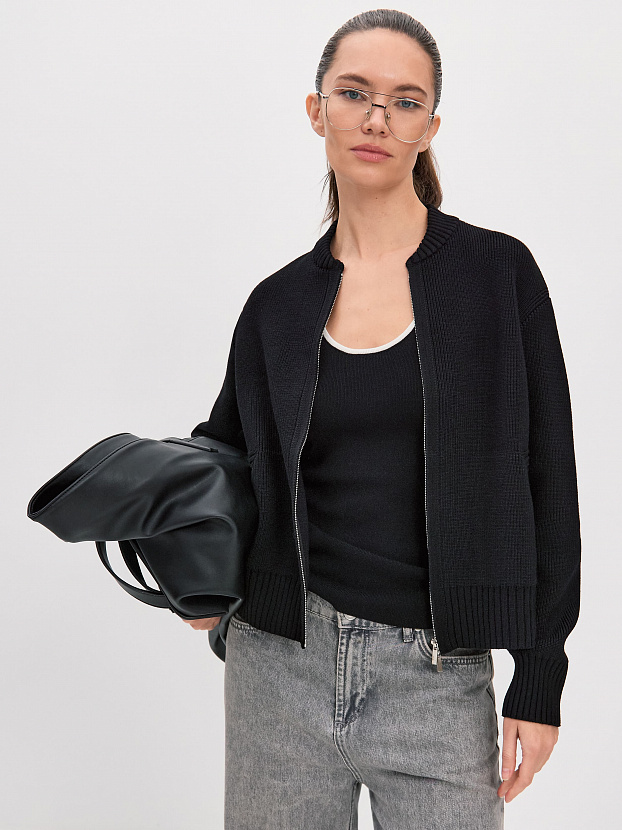 Честер джемпер (бомбер) трикотажный (черный, 44-46)