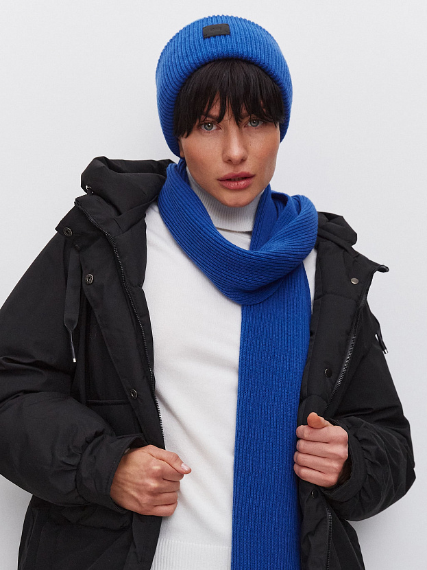 Спейс комплект (шапка+шарф) трикотажный (ярко-синий, 56-58)