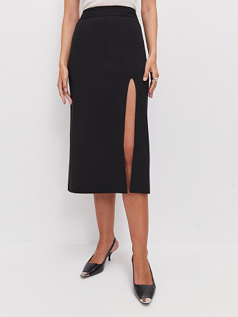 Юбка с разрезом из хлопка и вискозы Лоск