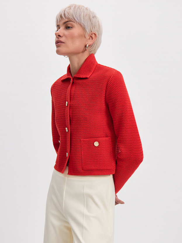 Селена жакет трикотажный (красный/белое золото, 46)