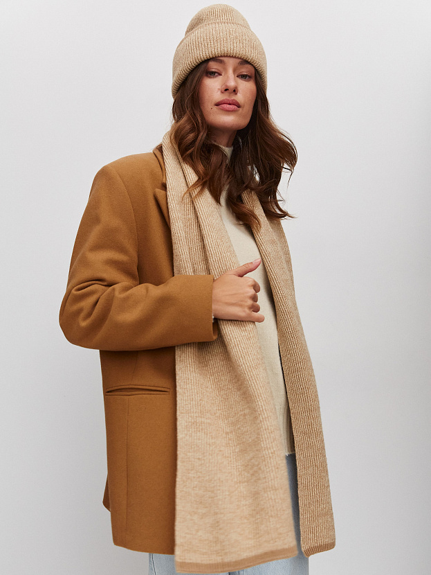 Бредли комплект (шапка+шарф) трикотажный (бежевый/кремовый)