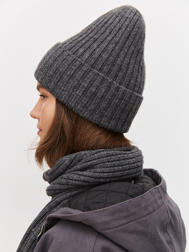 Нуга комплект (шапка+ шарф) трикотажный (т.серый)