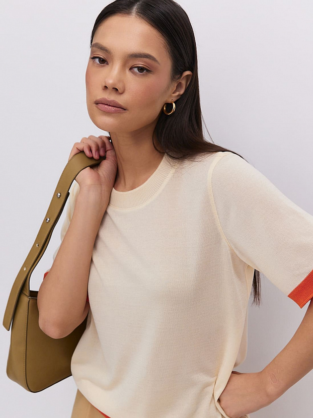 Адель1 джемпер (футболка) трикотажный (кремовый/оранжевый, 44-46)