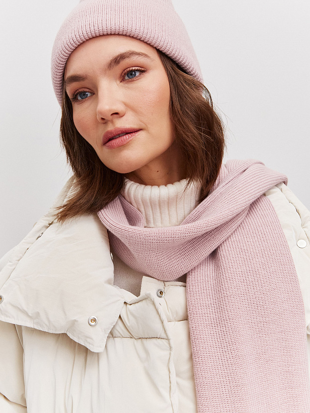 Ботаника комплект (шапка+шарф) трикотажный (светло-розовый, 56-58)