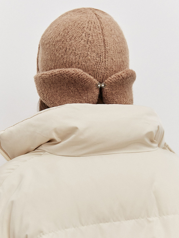 Стокгольм шапка-ушанка трикотажная (кофе, 56-58)