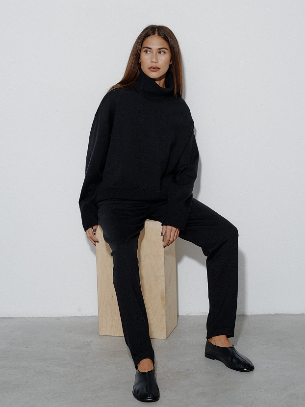 Вест костюм (джемпер + брюки) трикотажный (черный, 40-42/164-170)