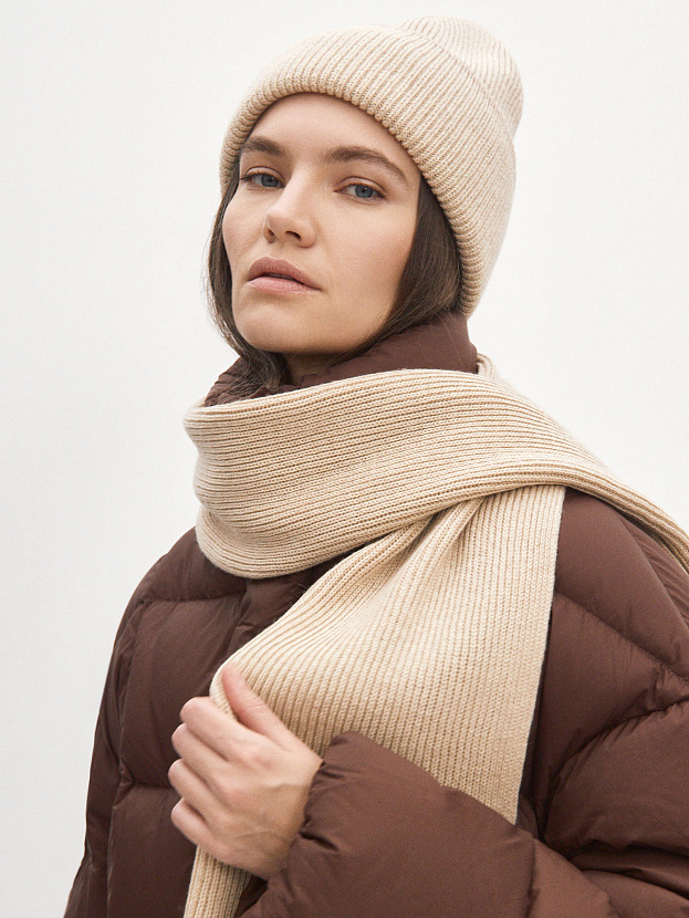 Бредли комплект (шапка+шарф) трикотажный (св.бежевый/кремовый)