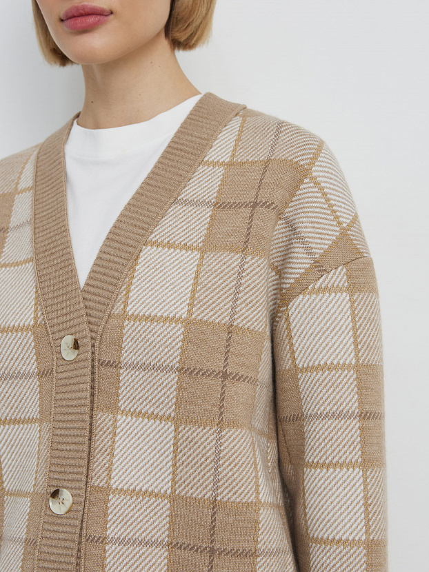 Горизонт кардиган трикотажный (бежевый меланж/кремовый, 44-46)