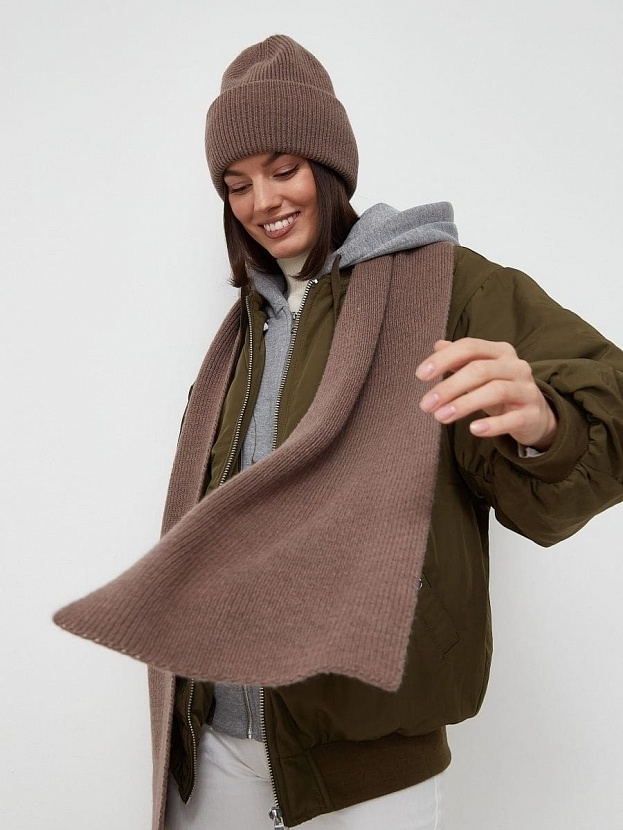 Ботаника комплект (шапка+шарф) трикотажный (кофе, 56-58)