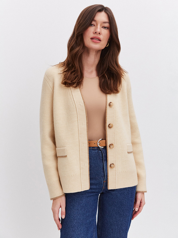 Амега кардиган трикотажный (кремовый, 44-46)