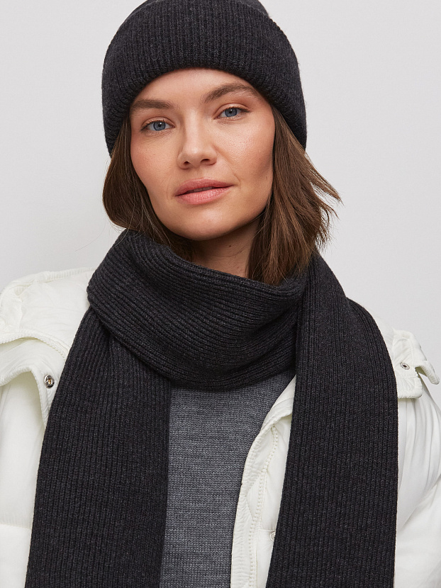 Ботаника комплект (шапка+шарф) трикотажный (темный маренго, 56-58)