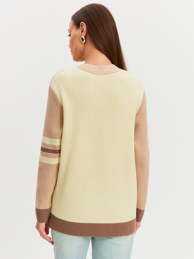 Родос кардиган трикотажный (бледно-желтый/какао, 44-46)