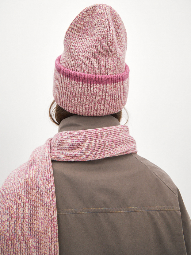 Бредли комплект (шапка+шарф) трикотажный (т.розовый/песочный)