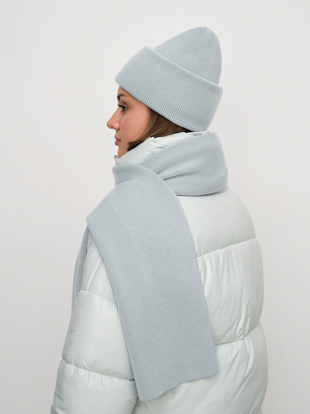 Квартет комплект (шапка+шарф) трикотажный (св.серый, 56-58)
