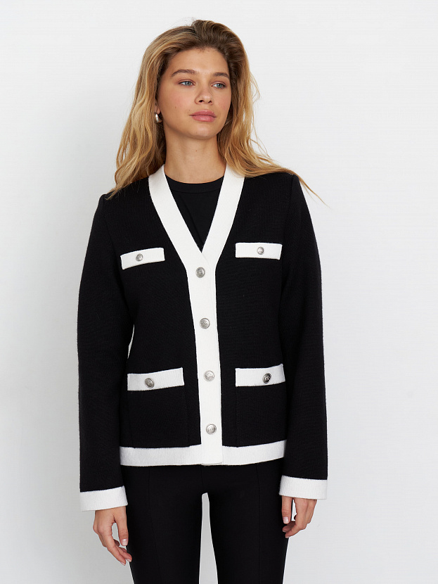 Гамма кардиган трикотажный (черный/белый, 44-46)