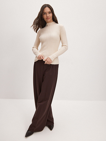 Водолазка из шерсти мериноса и вискозы Латте