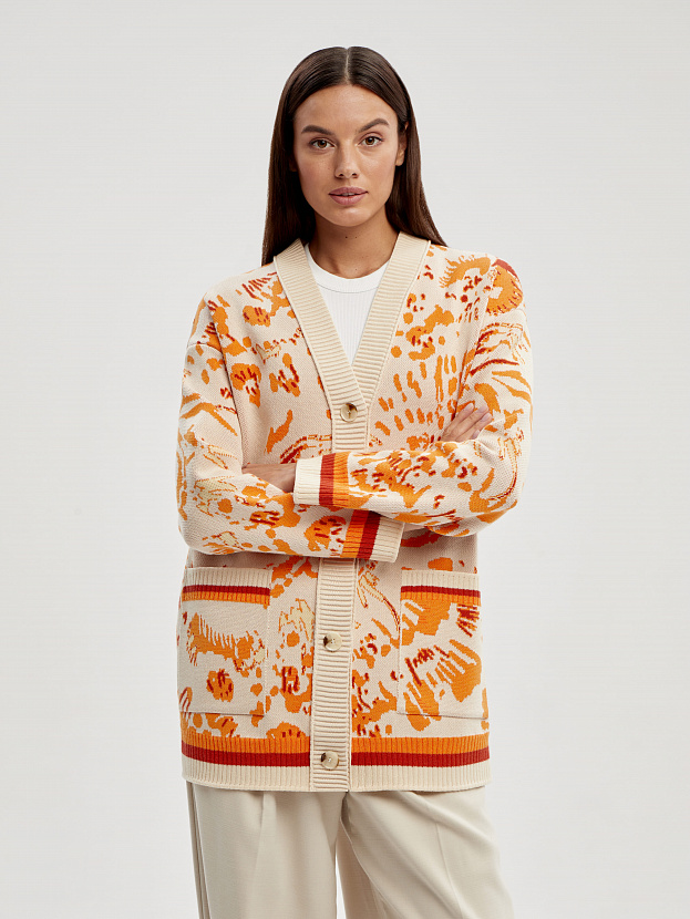 Гарда кардиган трикотажный (кремовый/оранжевый, 44-46)