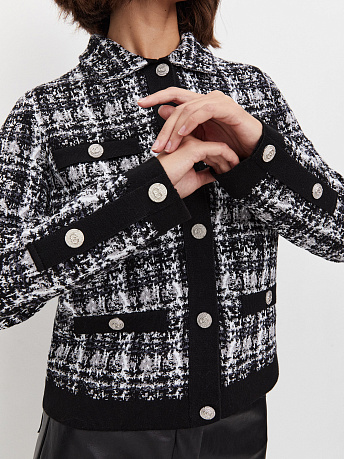 Жакет из хлопка и вискозы букле Шанель