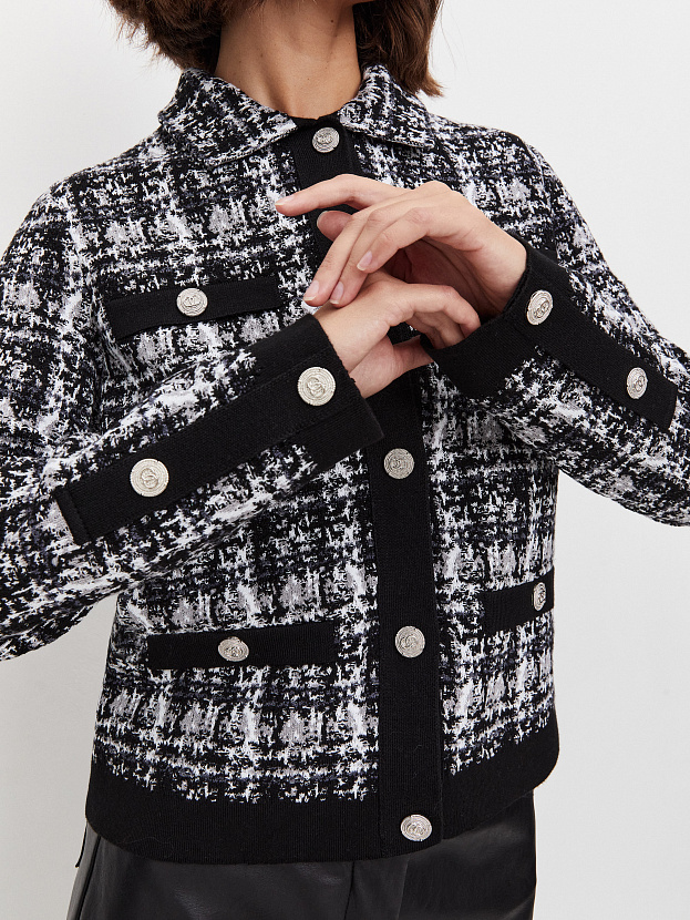 Шанель жакет трикотажный (черный/белый, 46)