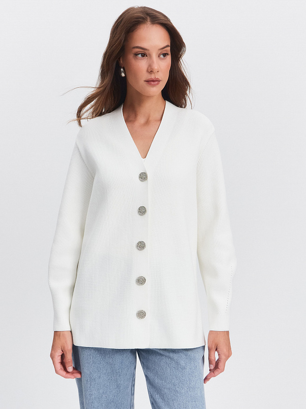 Родос кардиган трикотажный (белый/серебро, 44-46)