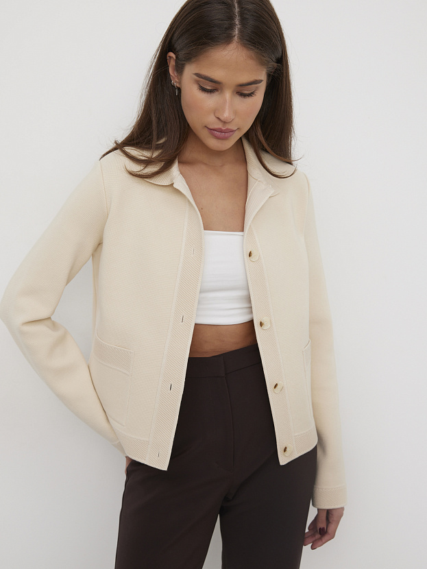 Ницца жакет трикотажный (кремовый, 46)