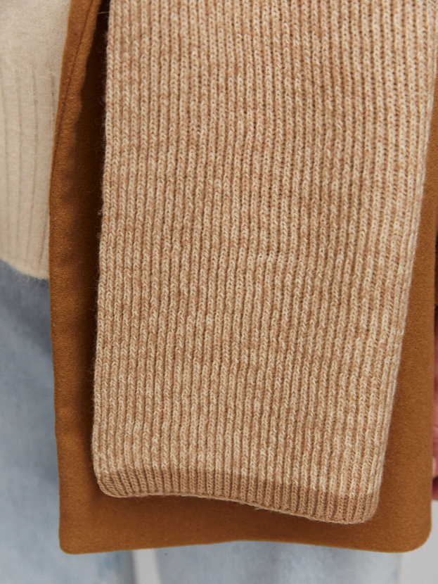 Бредли комплект (шапка+шарф) трикотажный (бежевый/кремовый)