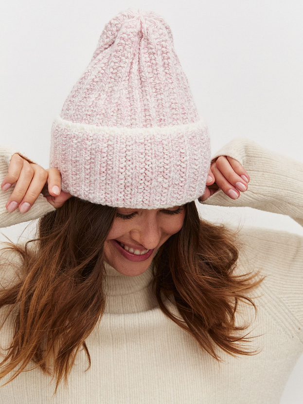 Черри шапка трикотажная (белый/пудровый, 56-58)