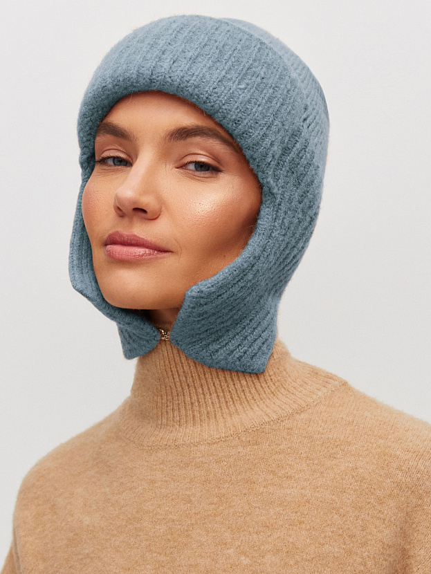 Онтарио шапка-ушанка трикотажная (голубой, 56-58)