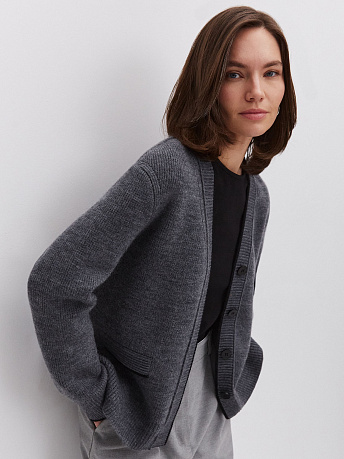 Кардиган из шерсти мериноса и мохера Амега