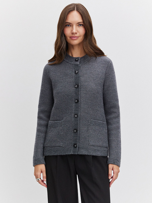 Аника кардиган трикотажный (серый меланж, 44-46)