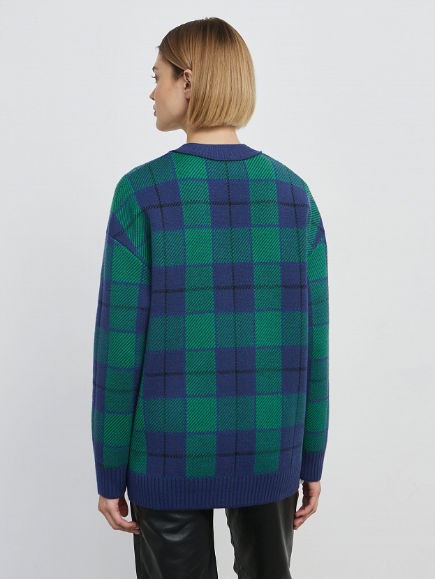 Горизонт кардиган трикотажный (синий/яр.зеленый, 44-46)