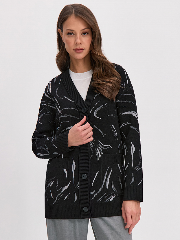 Гарда кардиган трикотажный (черный/серебро, 44-46)