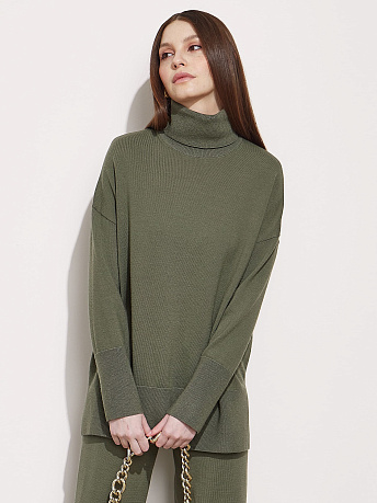 Джемпер из шерсти мериноса и вискозы с воротником Сатурн