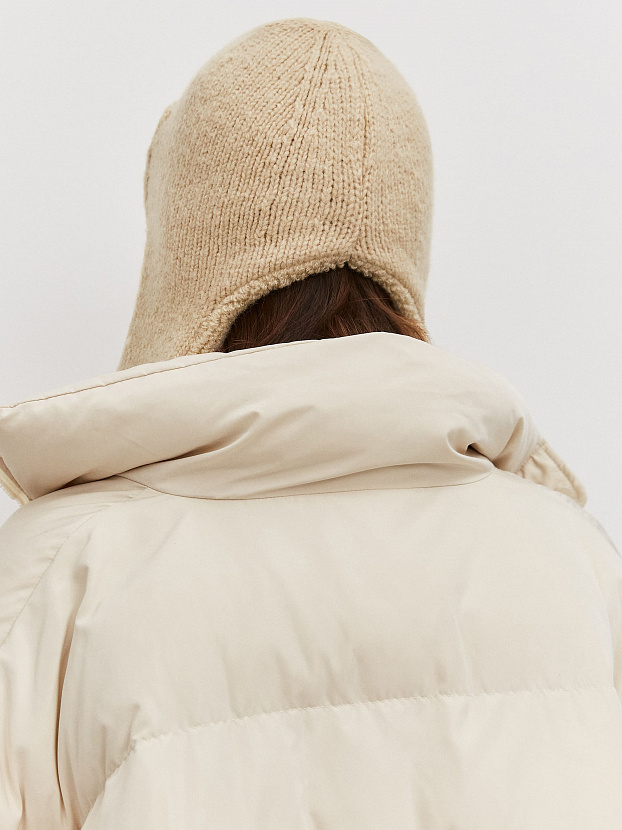 Стокгольм шапка-ушанка трикотажная (св.песочный, 56-58)