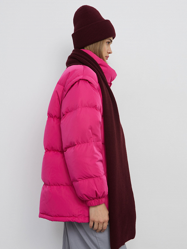 Ботаника комплект (шапка+шарф) трикотажный (бордовый, 56-58)