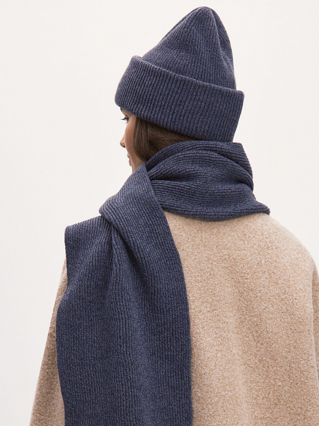 Ботаника комплект (шапка+шарф) трикотажный (серо-синий, 56-58)