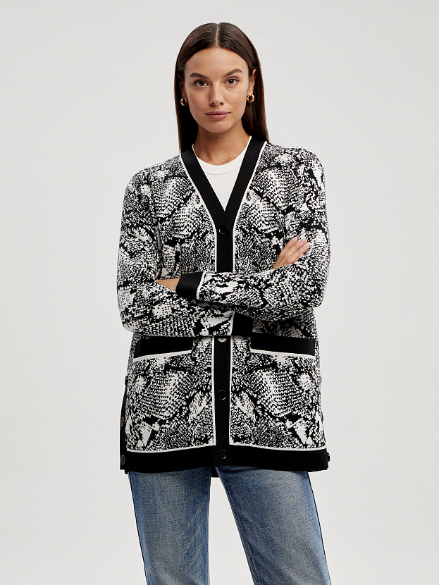 Сандро кардиган трикотажный (черный/белый, 44-46)