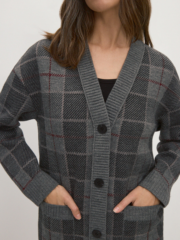 Горизонт кардиган трикотажный (серый меланж, 44-46)