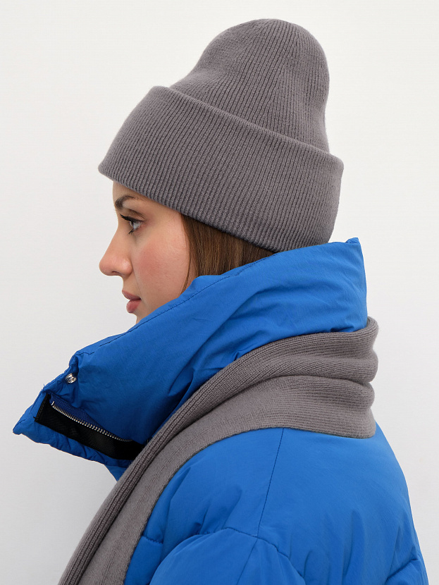 Квартет комплект (шапка+шарф) трикотажный (серо-фиолетовый, 56-58)