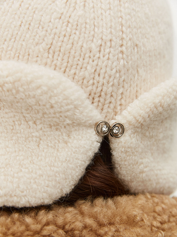 Стокгольм шапка-ушанка трикотажная (белый, 56-58)