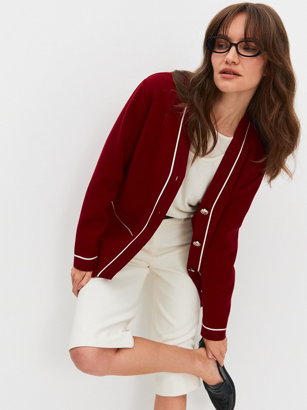 Сара кардиган трикотажный (вишневый, 44-46)