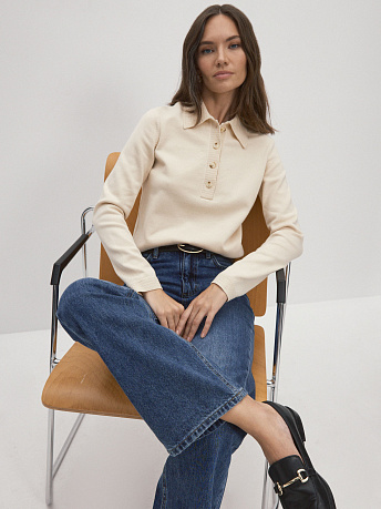 Джемпер поло из хлопка с вискозой Фреско