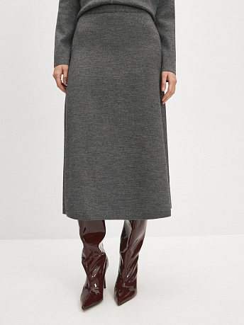 Юбка-миди из шерсти мериноса и вискозы Мисти