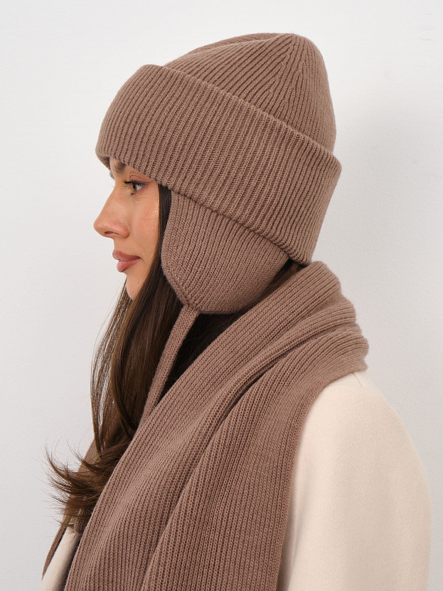 Айсберг комплект (шапка+ шарф) трикотажный (кофе, 56-58)